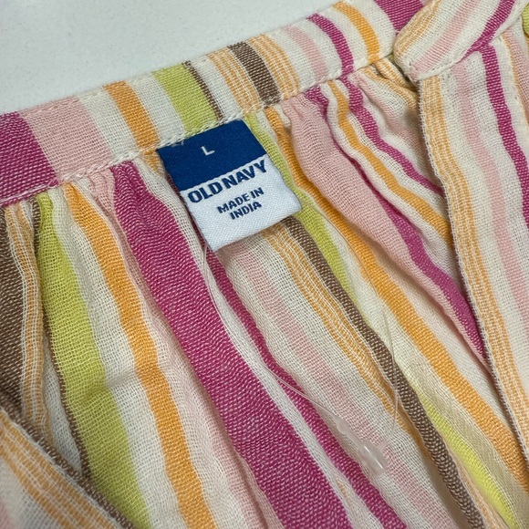 EUC Old Navy Split Neck Top – Multi Color Stripe - Picture 5 of 8